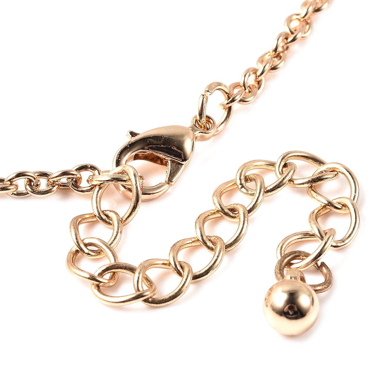 Simulated Champagne, Red and White Austrian Crystal Lipstick Pendant with Chain (Size 30 with 3 inch Extender) in Yellow Gold Tone