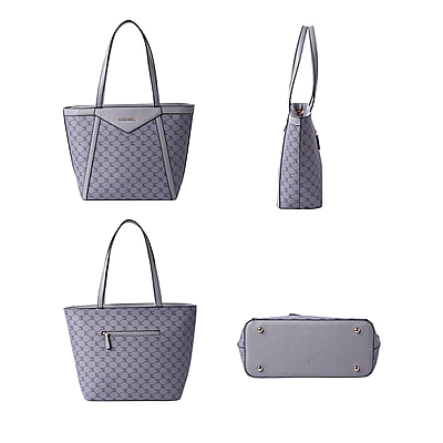 Lock Soul Grey Tote Bag with Checker Pattern
