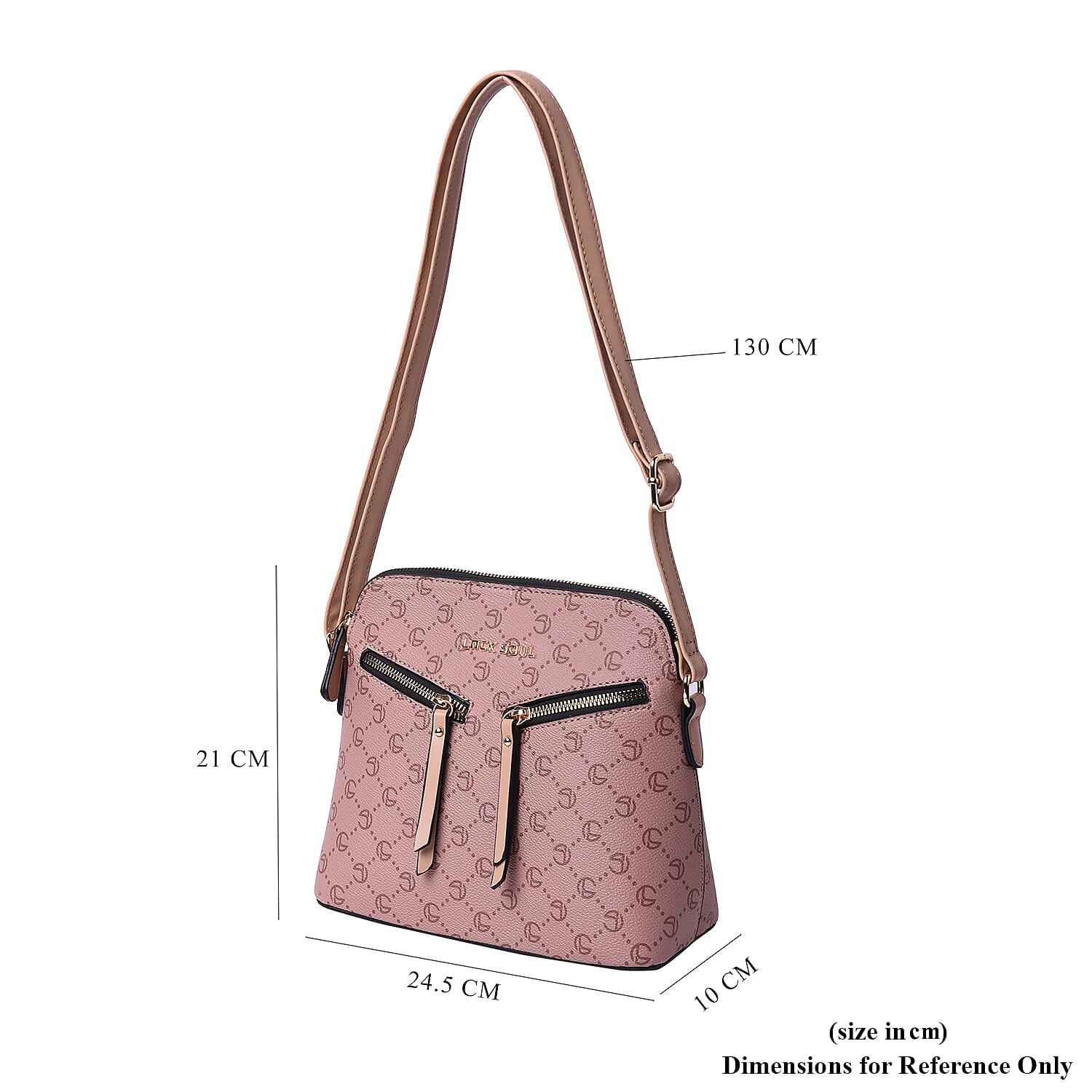 LOCK SOUL Camel Crossbody Bag with Zipped Two Front Pockets