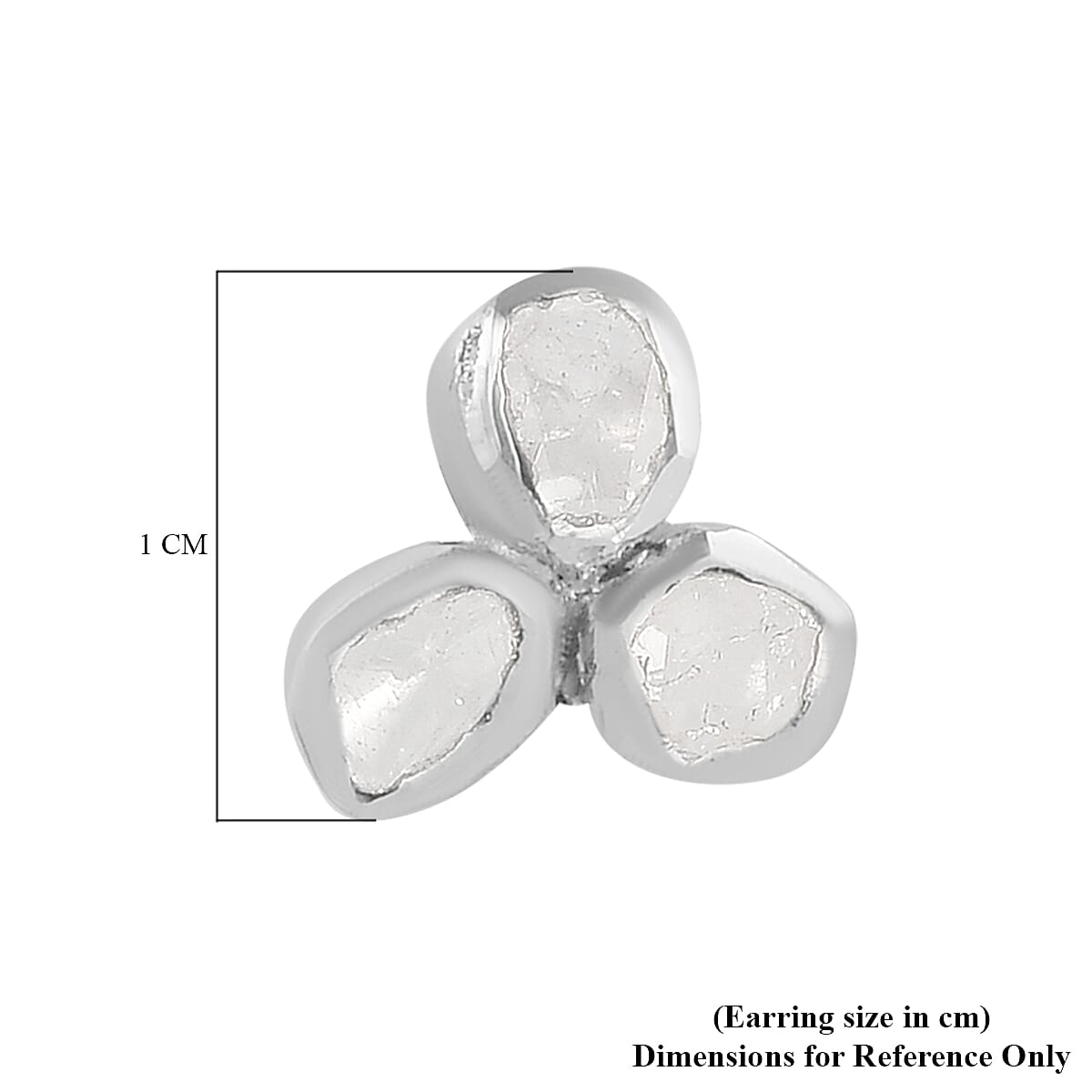 Artisan Crafted Polki Diamond Earrings (with Push Back) in Platinum Overlay Sterling Silver 0.50 Ct.