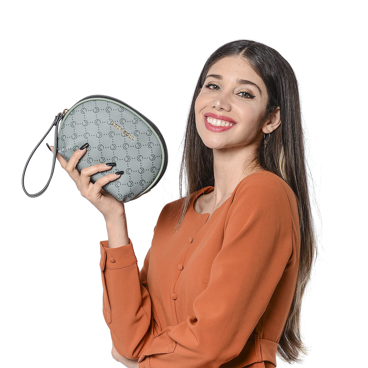 LOCK SOUL Green Cosmetic Bag with Zipper Closure