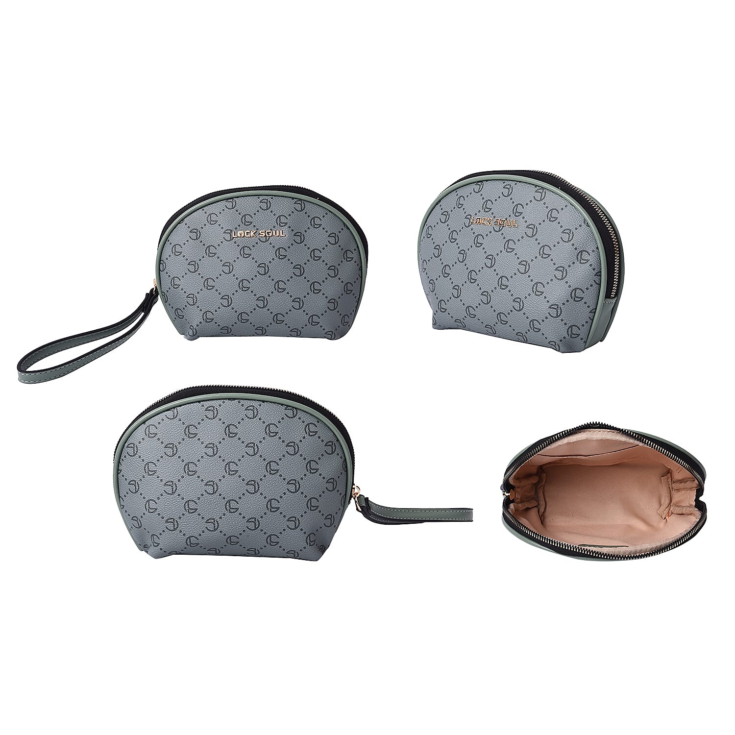 LOCK SOUL Green Cosmetic Bag with Zipper Closure