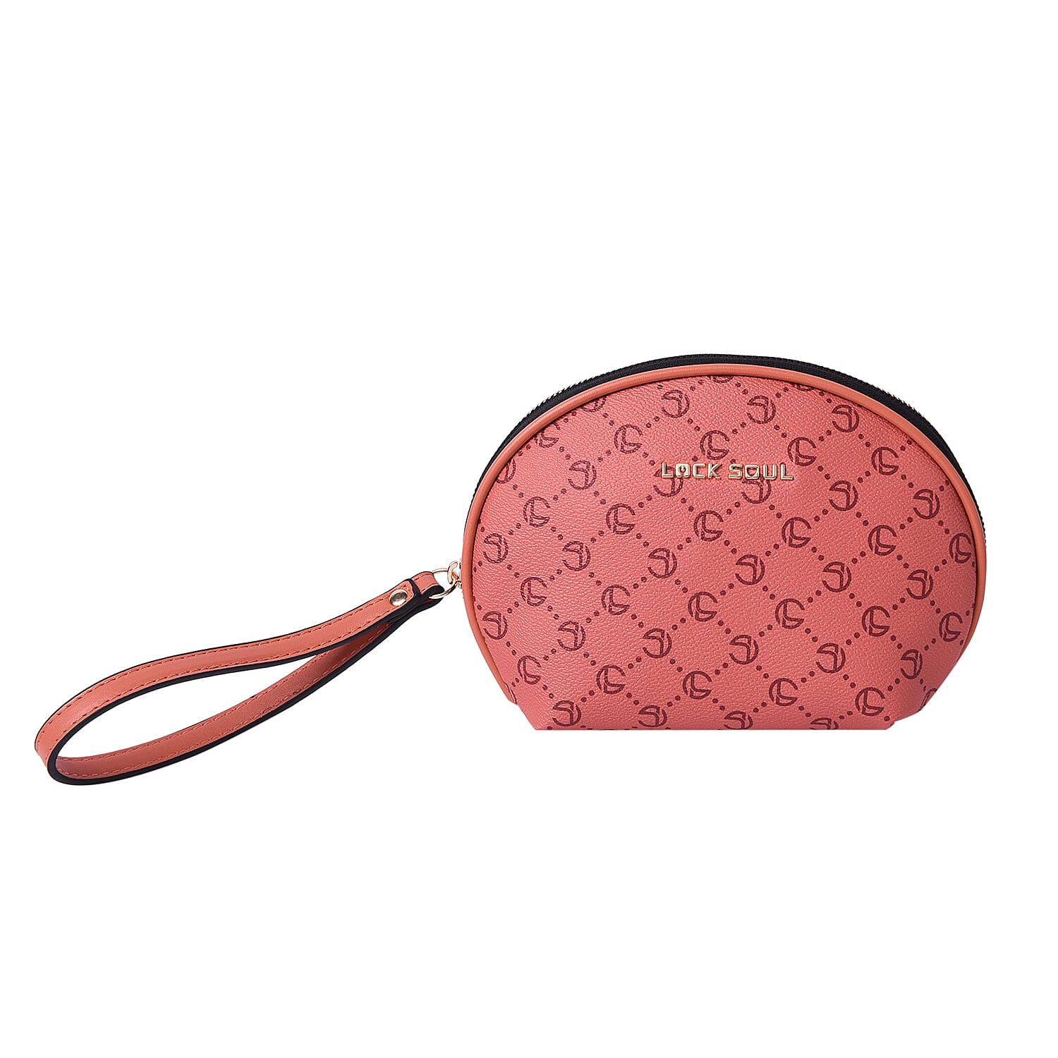 LOCK SOUL Orange Cosmetic Bag with Zipper Closure