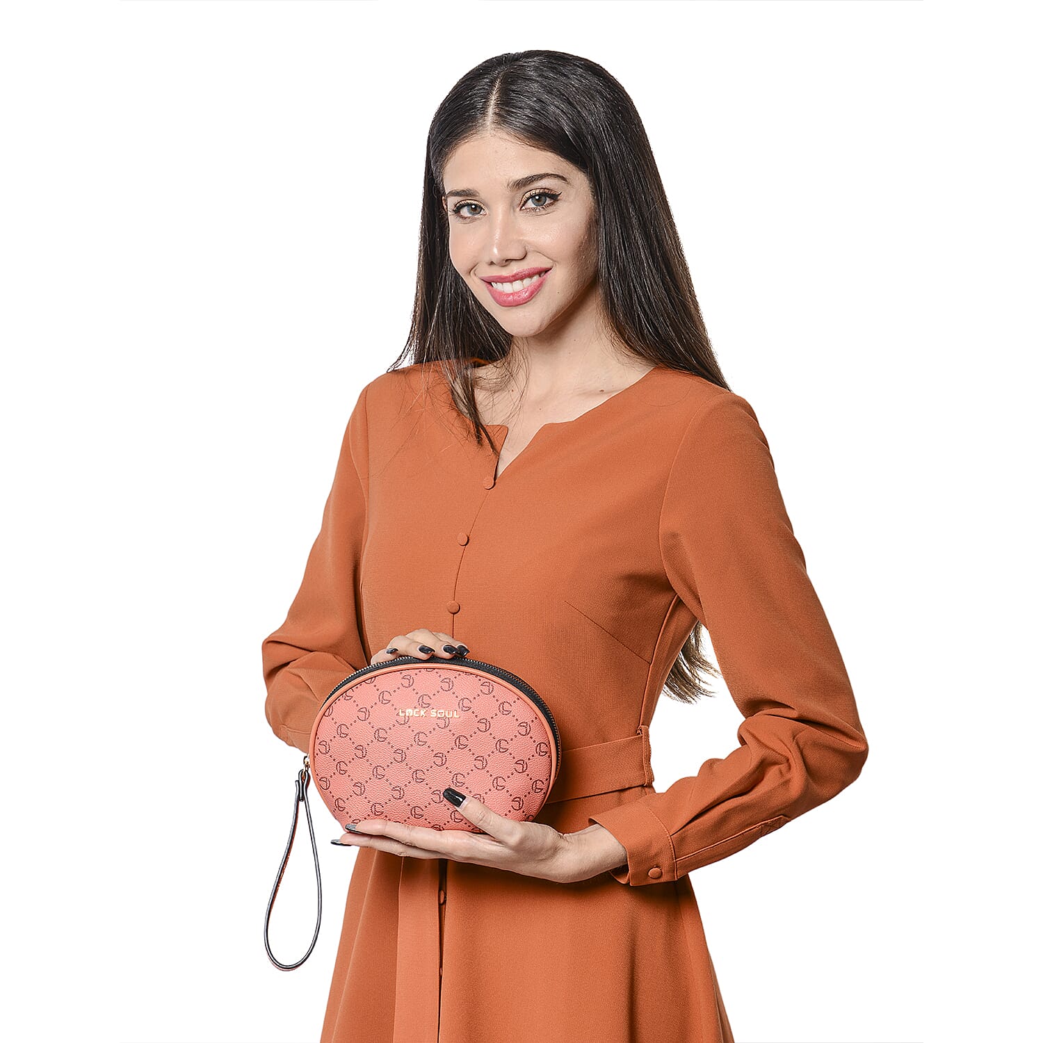 LOCK SOUL Orange Cosmetic Bag with Zipper Closure