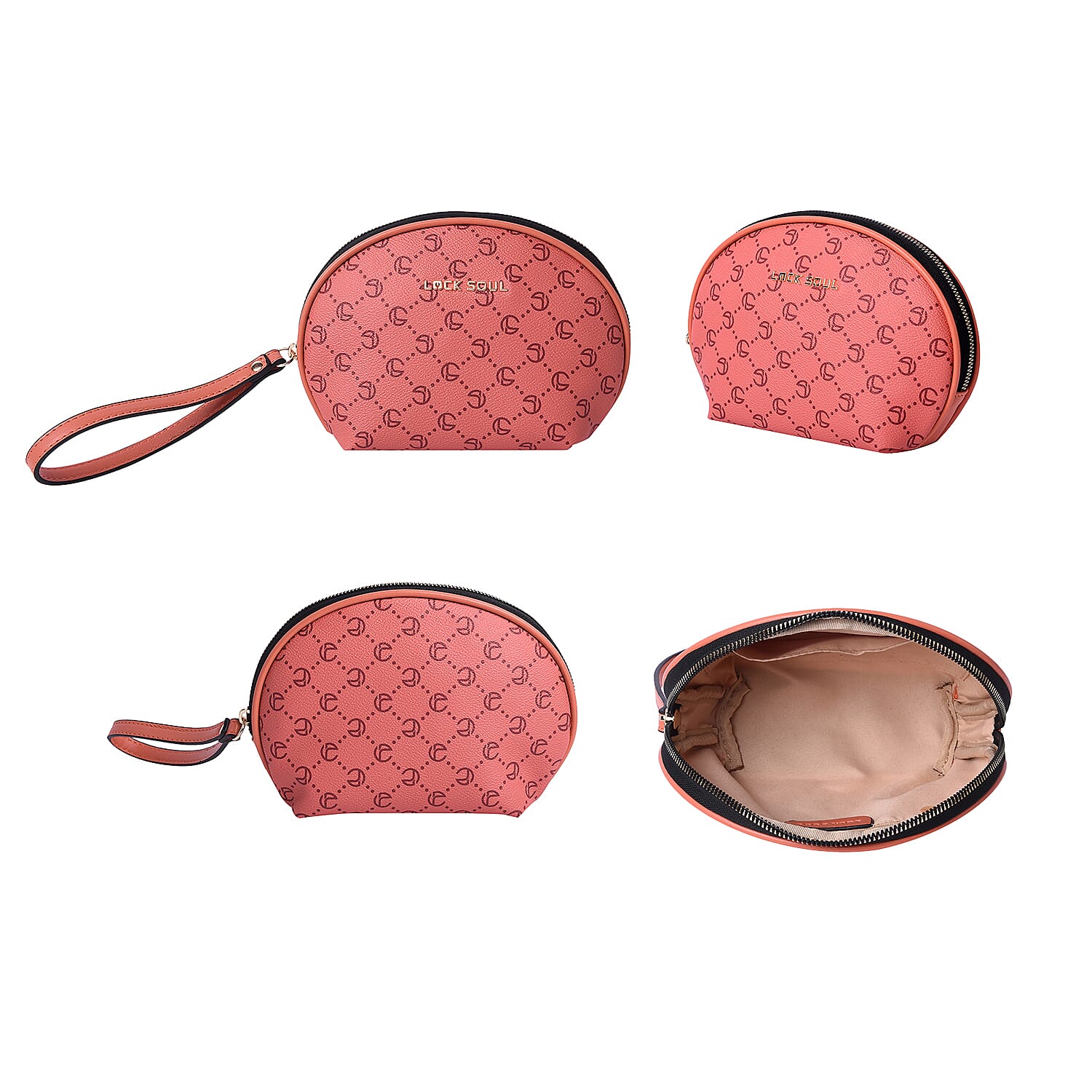 LOCK SOUL Orange Cosmetic Bag with Zipper Closure