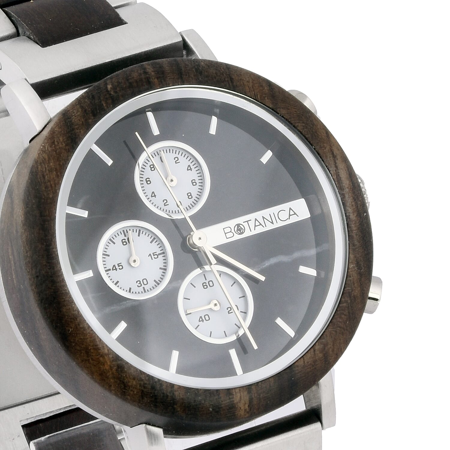 Botanica Coleus Sandalwood Wood and Stainless Steel Watch - Black and Grey