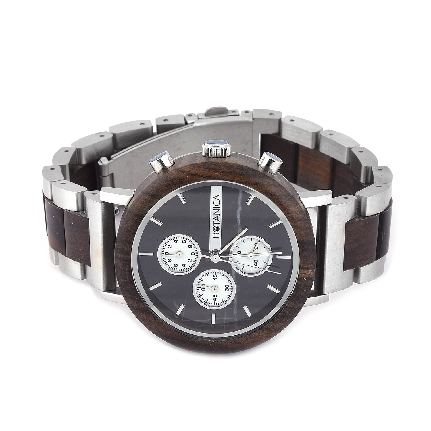 Botanica Coleus Sandalwood Wood and Stainless Steel Watch - Black and Grey