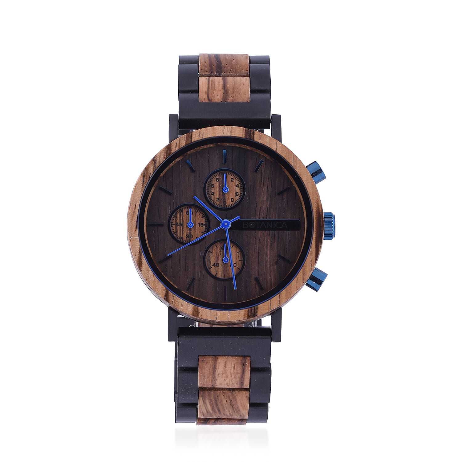 Botanica Dahlia Zebrano Wood Miyota Movement Watch - Black and Brown