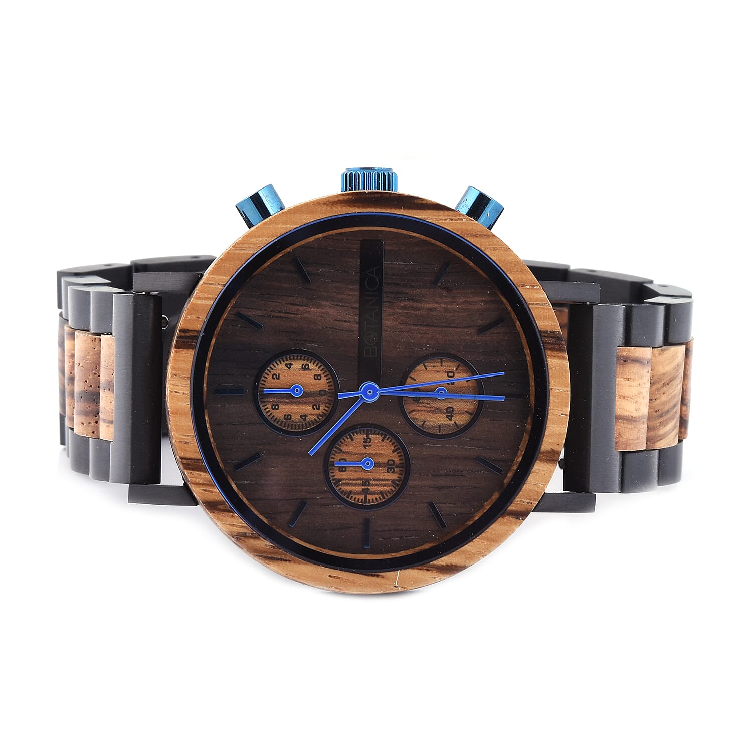 Botanica Dahlia Zebrano Wood Miyota Movement Watch - Black and Brown