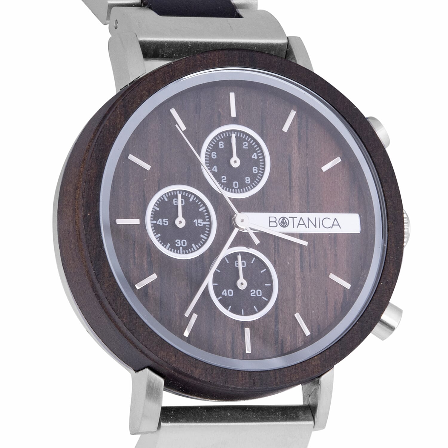Botanica Iris Sandalwood Wood Miyota Movement Watch - Black and Grey