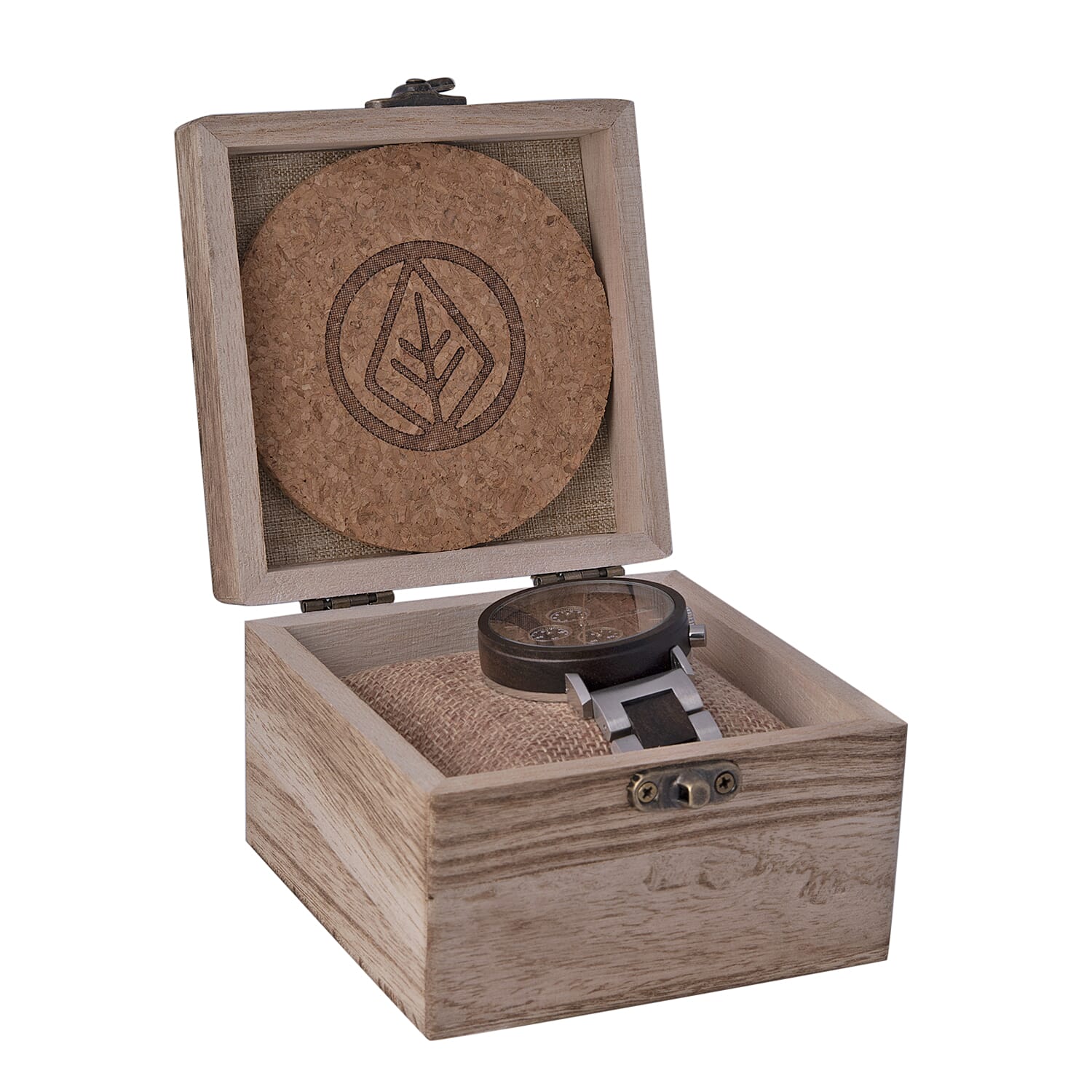 Botanica Iris Sandalwood Wood Miyota Movement Watch - Black and Grey