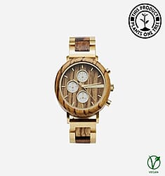 Botanica Hazel ZebranoWood and Stainless Steel Watch - Gold