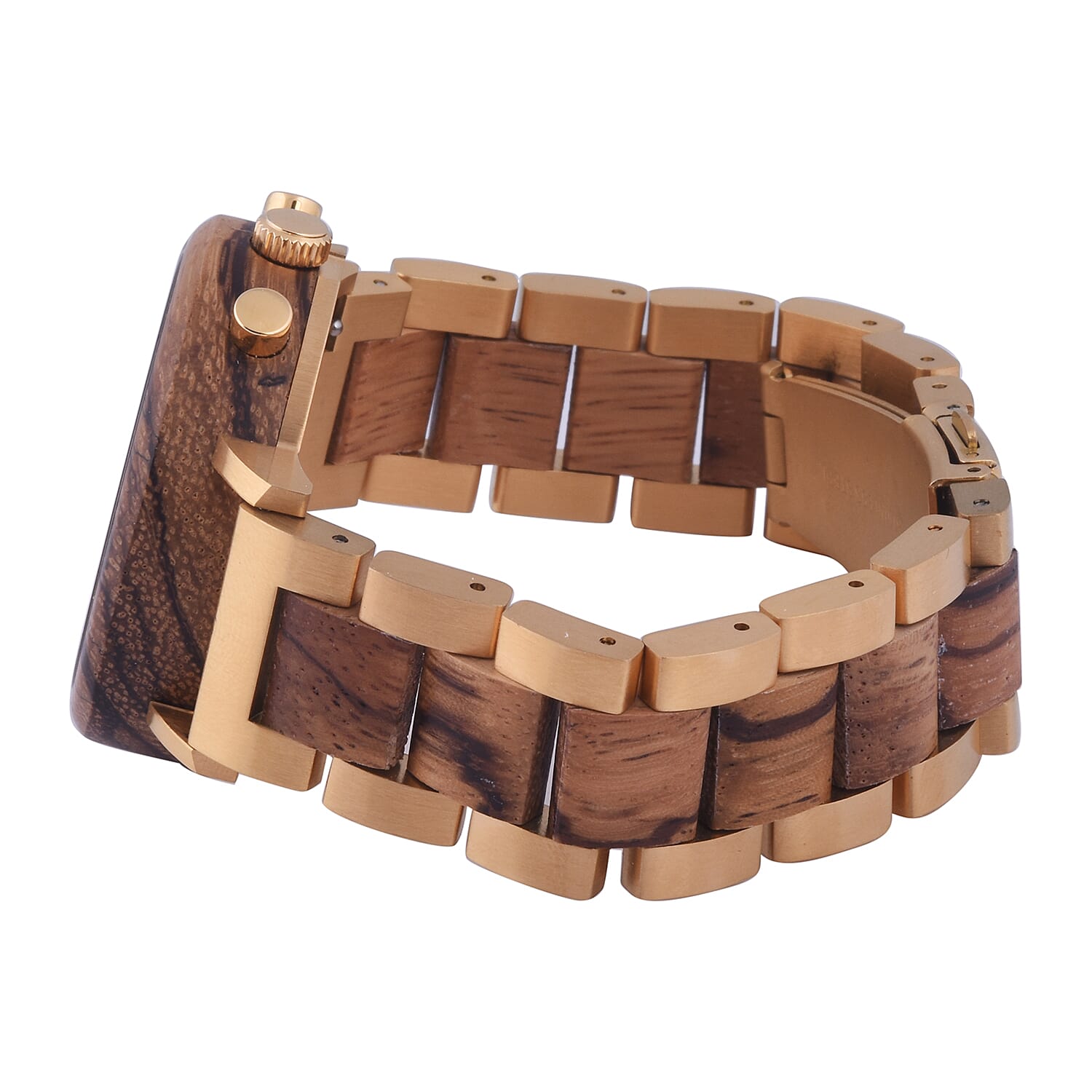 Botanica Goldthorn Zebrano Wood Miyota Movement Watch - Brown and Gold