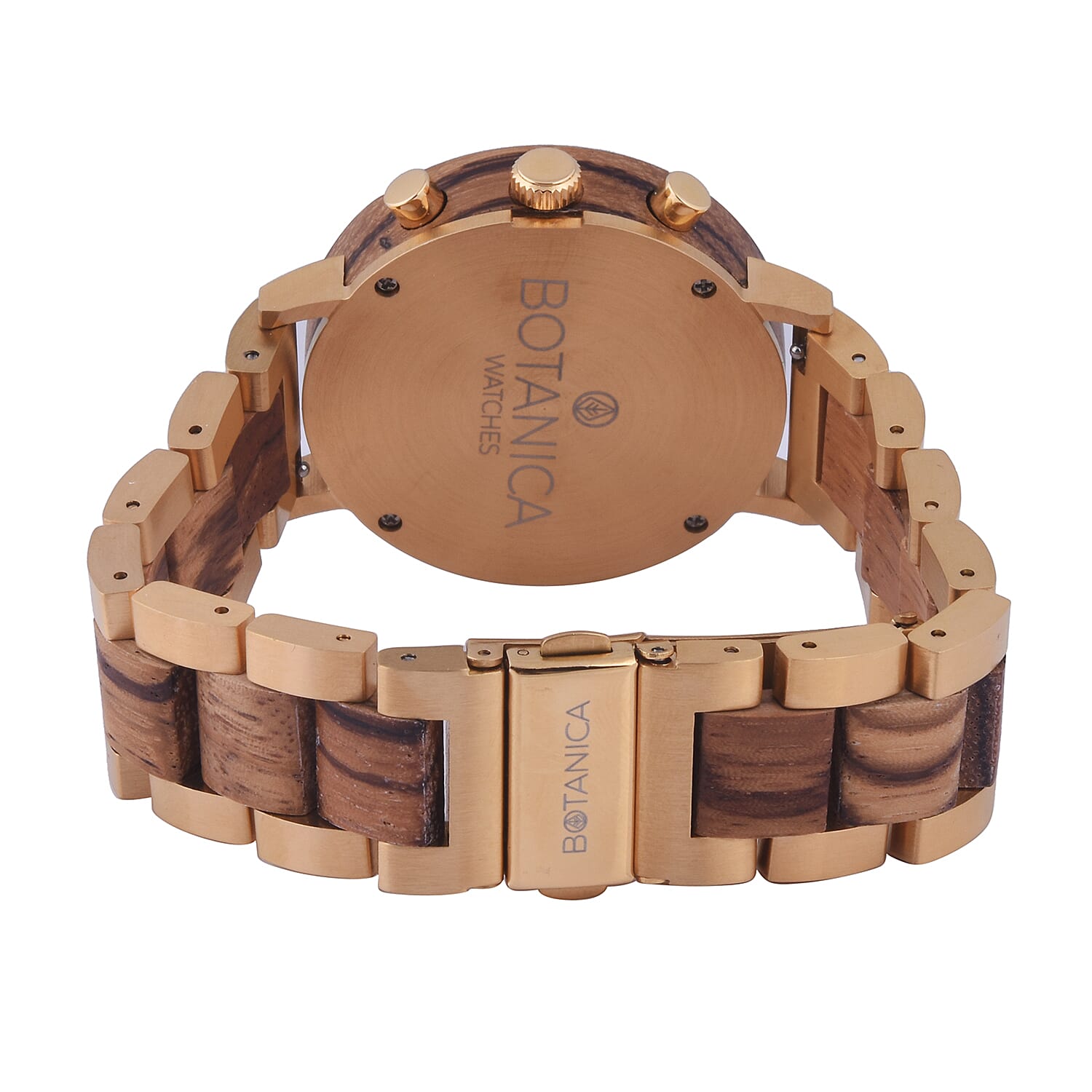 Botanica Goldthorn Zebrano Wood Miyota Movement Watch - Brown and Gold