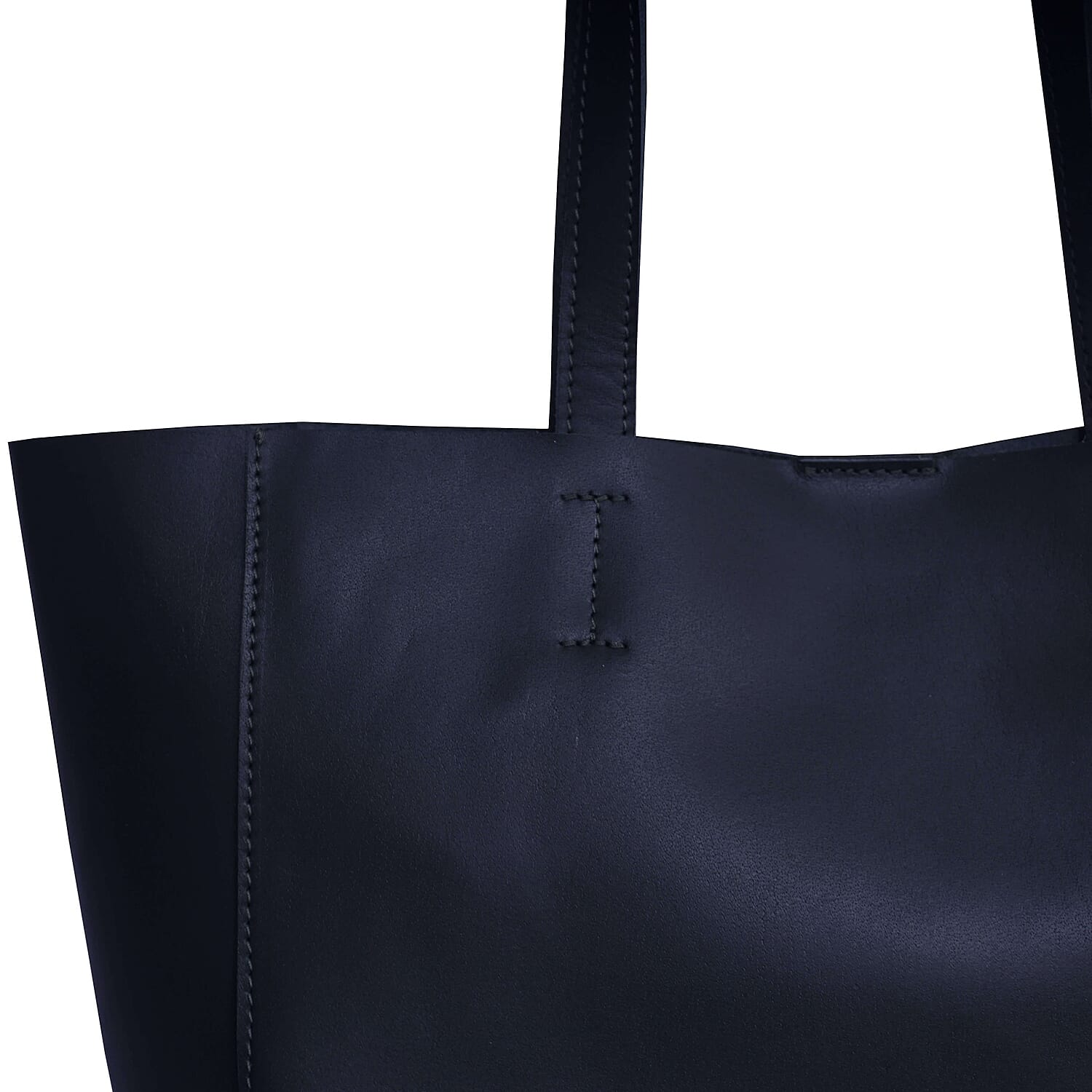 Assots London Abingdon Full Grain 100% Genuine Leather Tote Bag with Magnetic Closure (Size 32x12x28cm) - Navy
