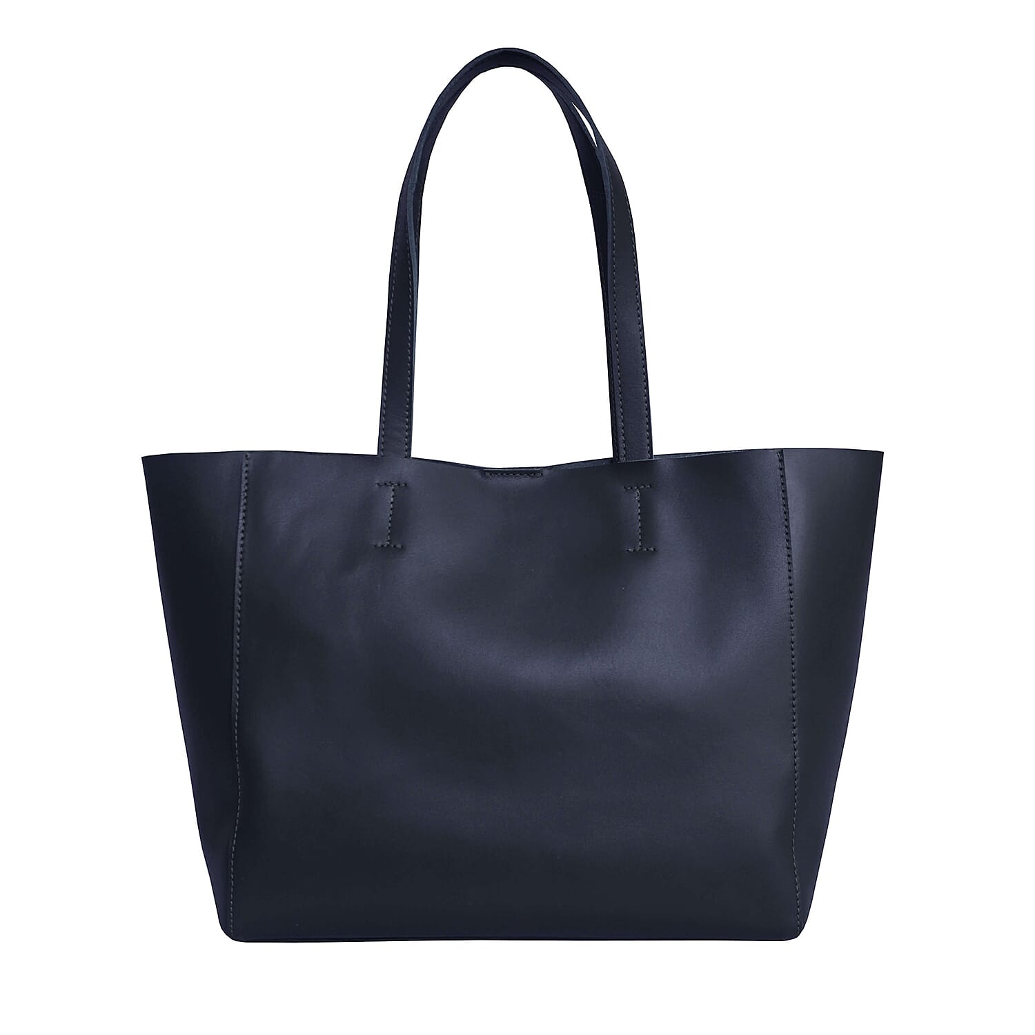 Assots London Abingdon Full Grain 100% Genuine Leather Tote Bag with Magnetic Closure (Size 32x12x28cm) - Navy