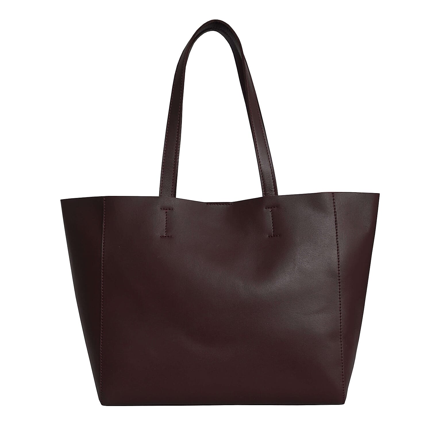 Assots London Abingdon Full Grain 100% Genuine Leather Tote Bag with Magnetic Closure (Size 32x12x28cm) - Burgundy
