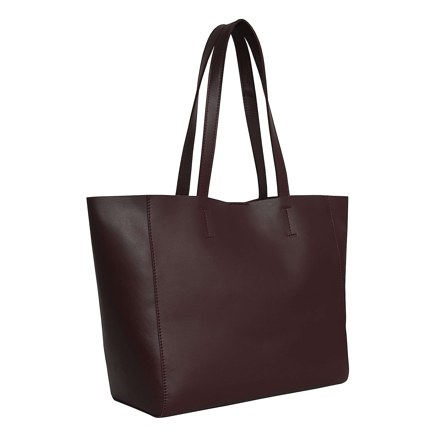 Assots London Abingdon Full Grain 100% Genuine Leather Tote Bag with Magnetic Closure (Size 32x12x28cm) - Burgundy
