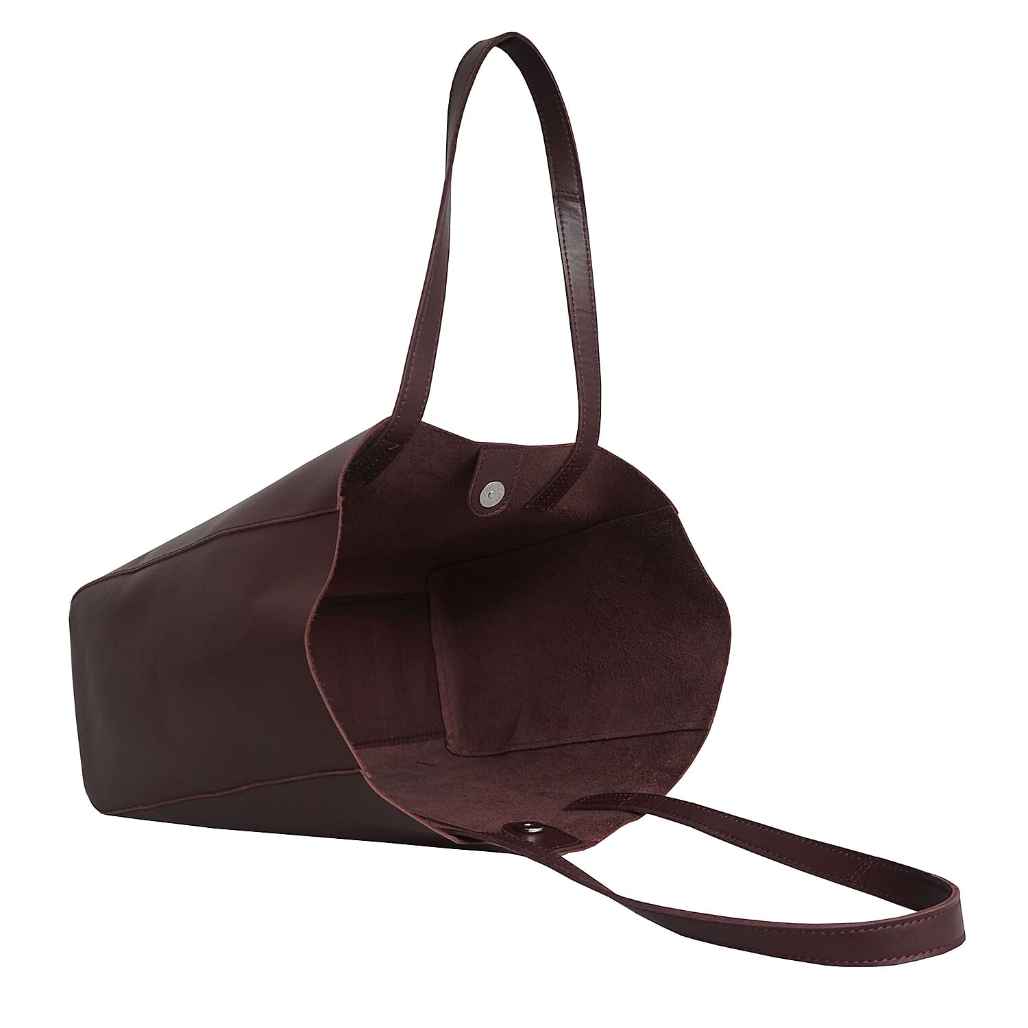 Assots London Abingdon Full Grain 100% Genuine Leather Tote Bag with Magnetic Closure (Size 32x12x28cm) - Burgundy