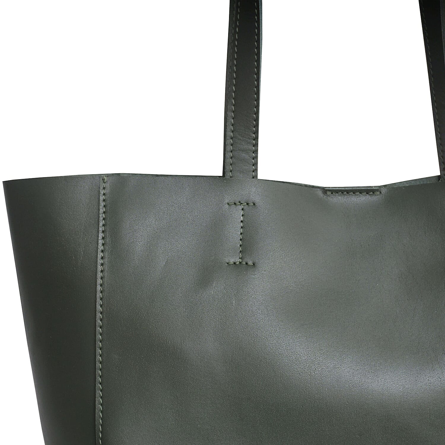 Assots London Abingdon Full Grain 100% Genuine Leather Tote Bag with Magnetic Closure (Size 32x12x28cm) - Khaki