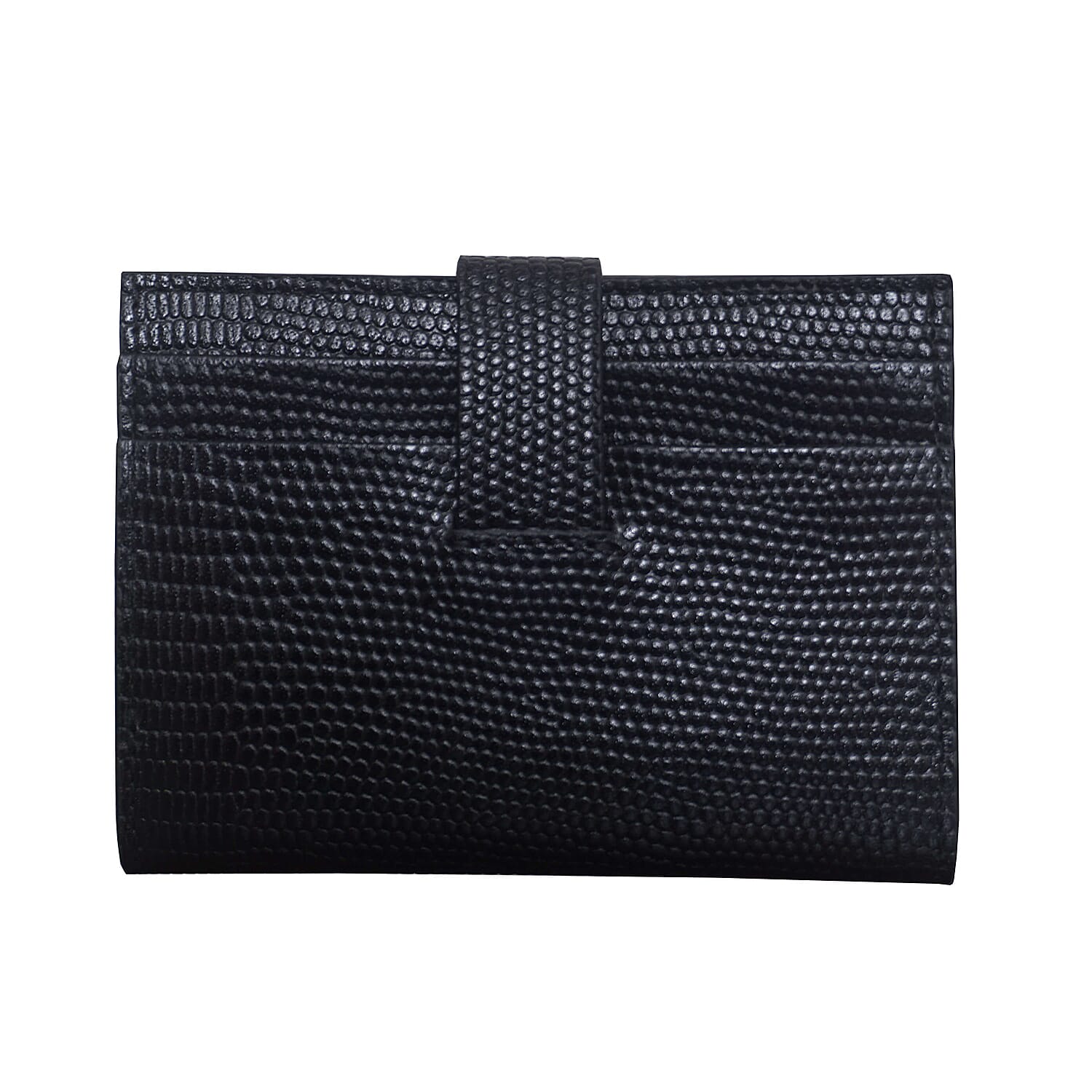 Assots London Grove Lizard Skin Texture 100% Genuine Leather RFID Cardholder (Size 8x10cm) - Black