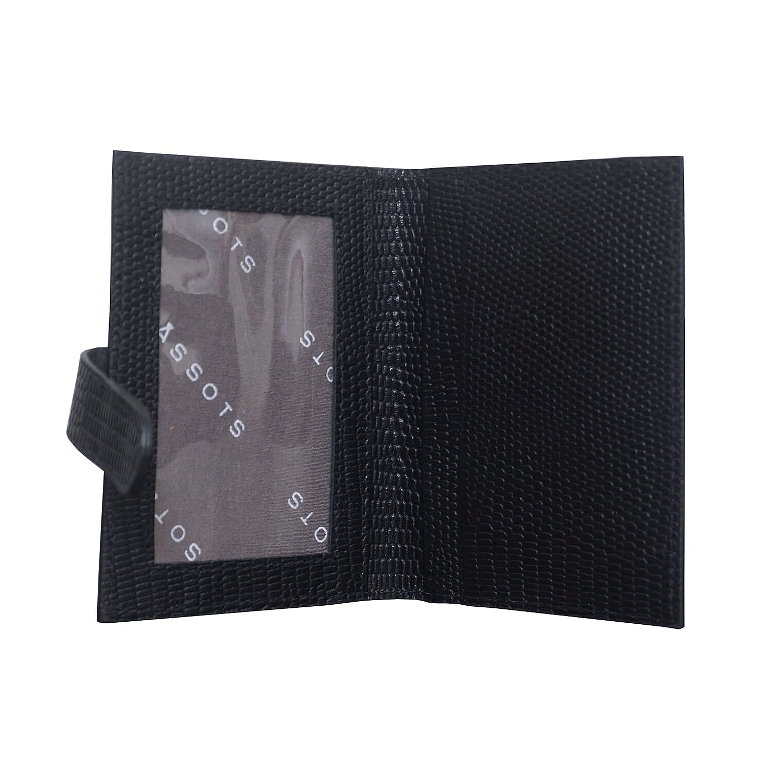 Assots London Grove Lizard Skin Texture 100% Genuine Leather RFID Cardholder (Size 8x10cm) - Black