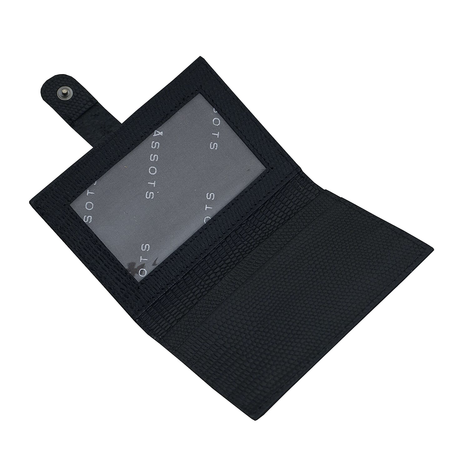 Assots London Grove Lizard Skin Texture 100% Genuine Leather RFID Cardholder (Size 8x10cm) - Black