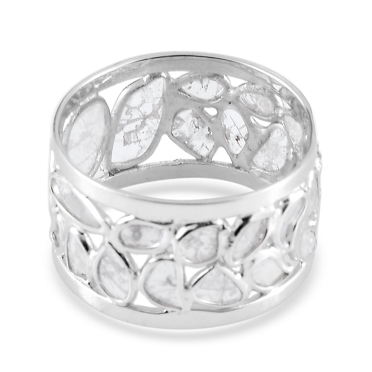 Artisan Crafted Natural Polki Diamond Ring in Platinum Overlay Sterling Silver 1.60 Ct.