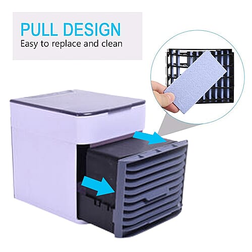 3 -In -1 Portable Air Cooler, Humidifier and Purifier with Colour Changing LED and USB Cable - White-Grey