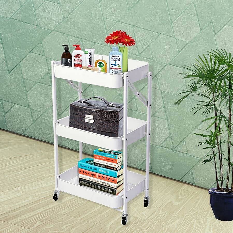 Multi Purpose Storage Shelf With Wheels (Size 45x29x77 cm)