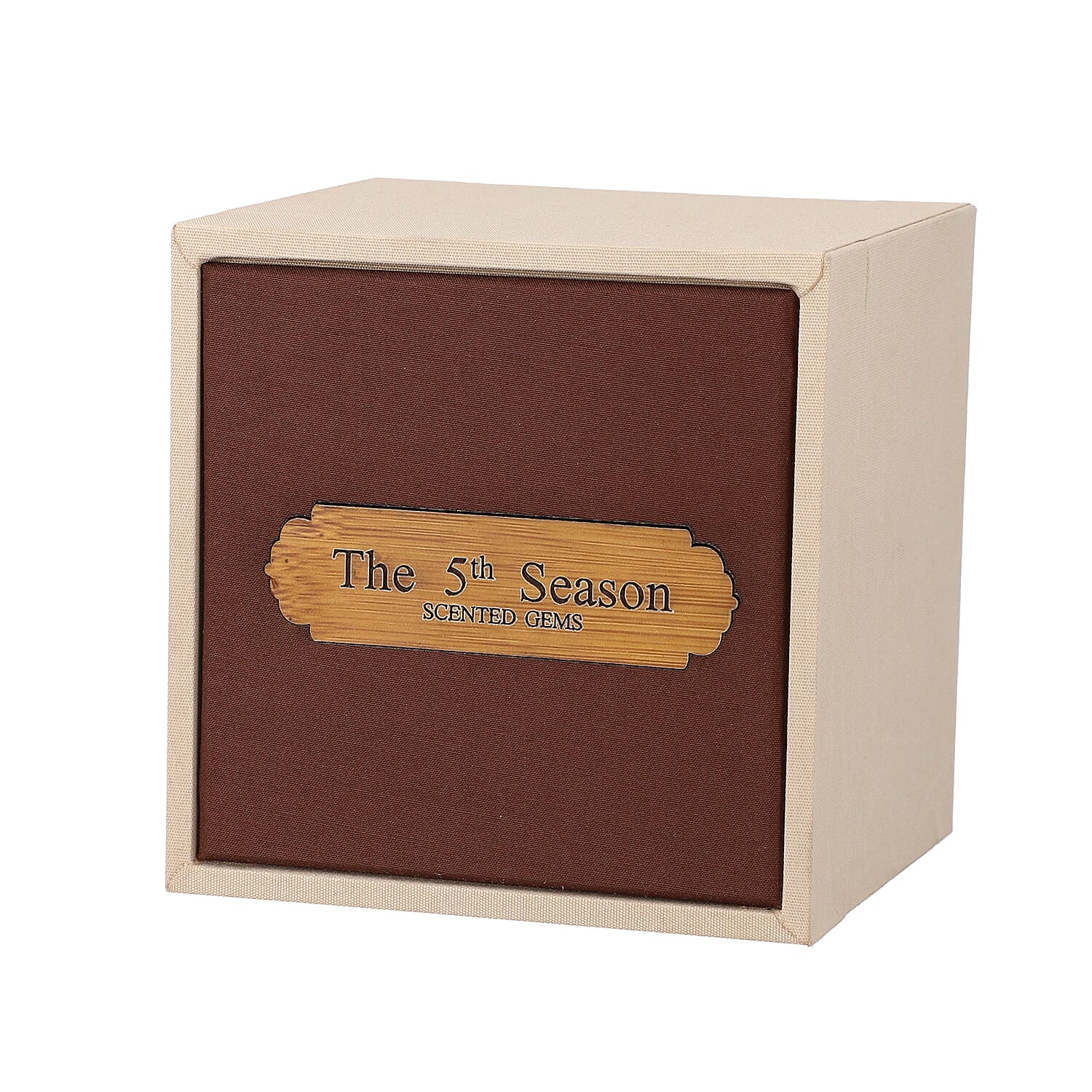 The 5th season Green Quartz Candle with Wooden Gift Box in Green (Fragrance : Mango and Peach Salad)