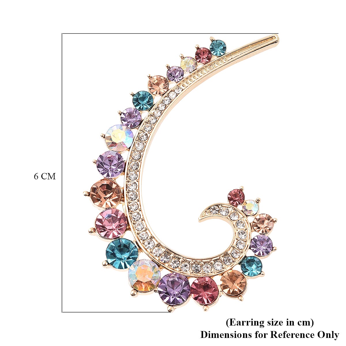 Designer Inspired - Austrian Multi Colour Crystal Climber Earrings with Push Back in Yellow Tone