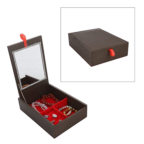 Handcrafted Wooden Jewellery Box with Bangle and Ring Storage (Size 25x18x7cm) - Dark Brown