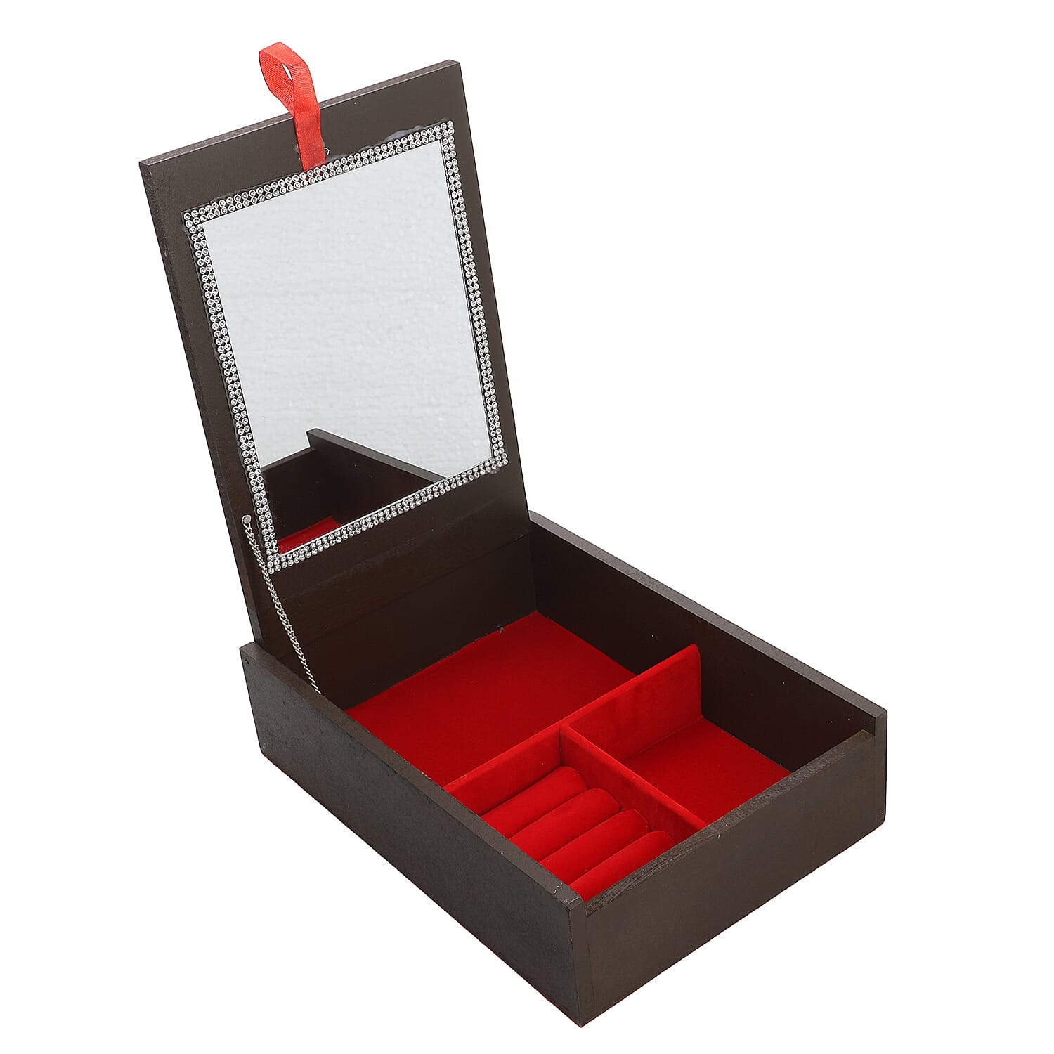 Handcrafted Wooden Jewellery Box with Bangle and Ring Storage (Size 25x18x7cm) - Dark Brown