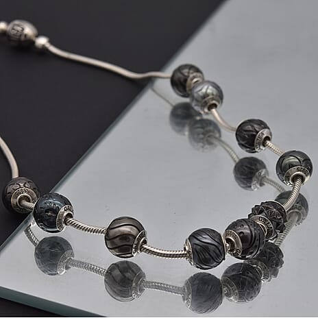 Galatea Pearl - Tahiti Pearl Queen Bead Necklace (Size 18) with lock in Sterling Silver