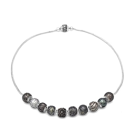 Galatea Pearl - Tahiti Pearl Queen Bead Necklace (Size 18) with lock in Sterling Silver