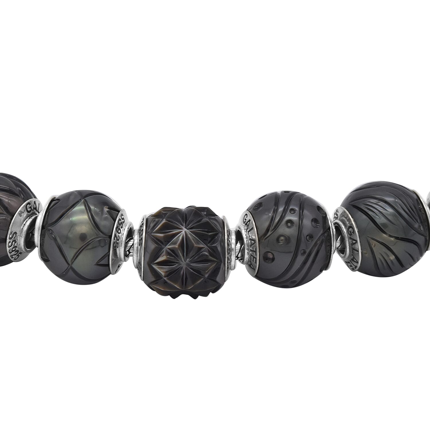 Galatea Pearl - Tahiti Pearl Queen Bead Necklace (Size 18) with lock in Sterling Silver