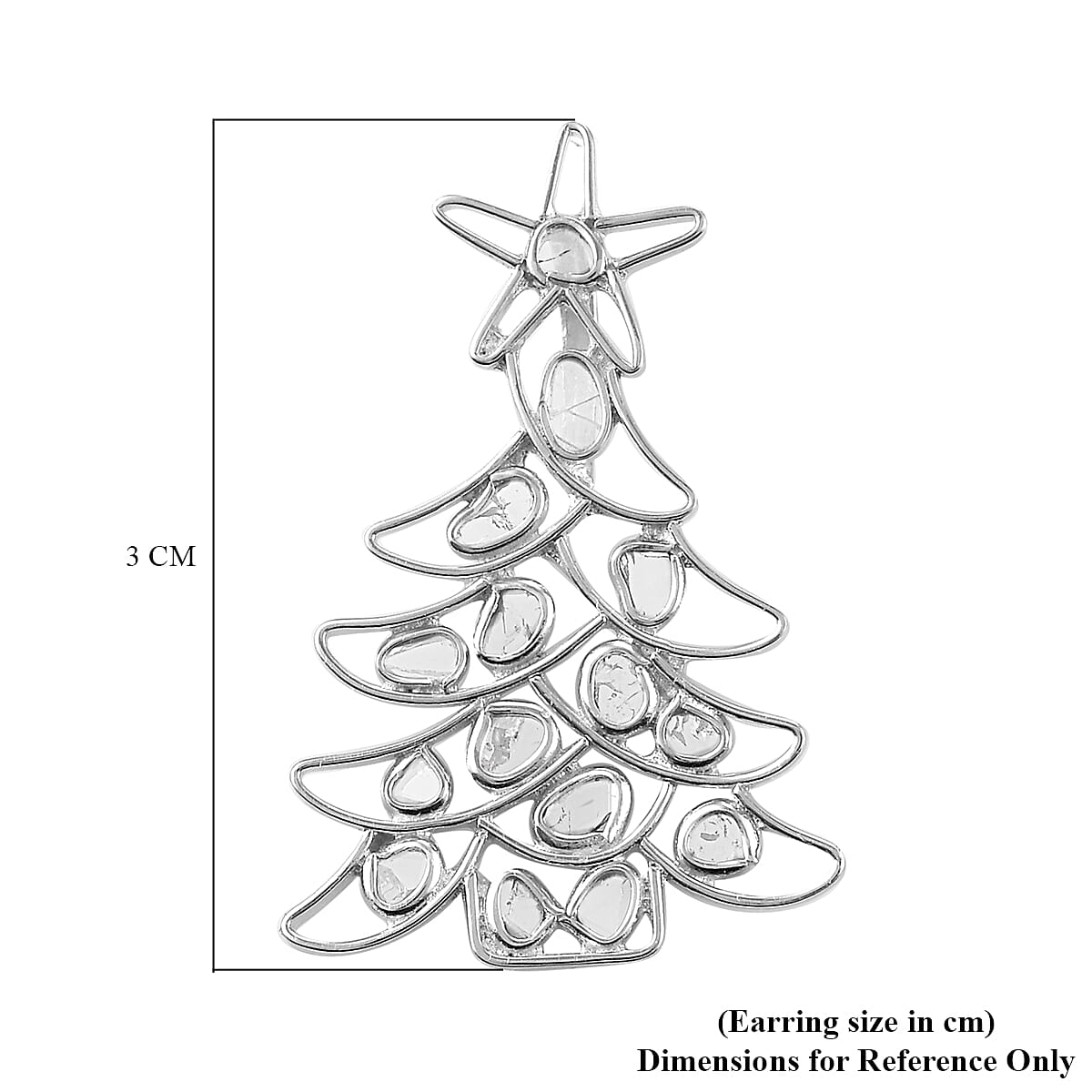 Artisan Crafted Polki Diamond Tree Pendant in Platinum Overlay Sterling Silver - 1.43 Ct.