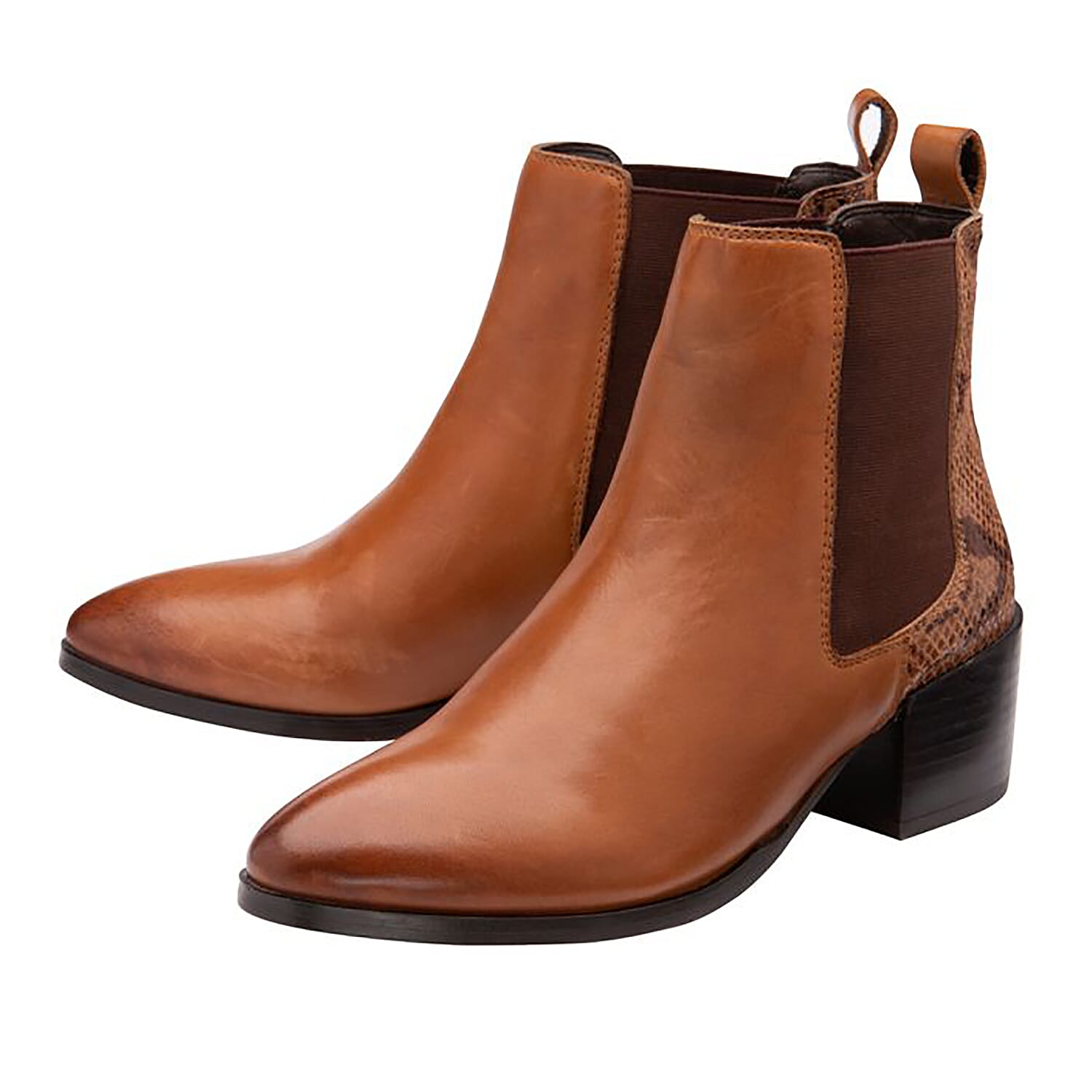 Ravel Tan Snake Saxman Leather Ankle Boots 
