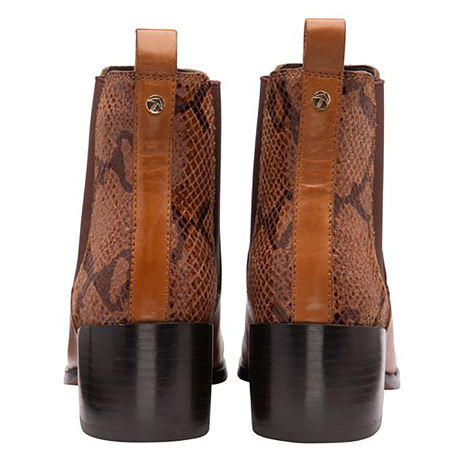 Ravel Tan Snake Saxman Leather Ankle Boots 