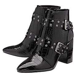 Ravel Black Croc-Print Gerona Ankle Boots (Size 3)