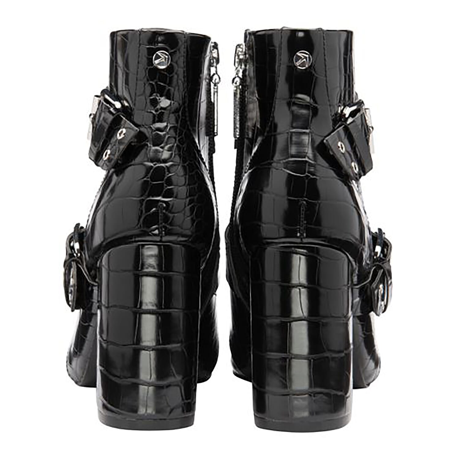 Ravel Black Croc-Print Gerona Ankle Boots (Size 3)