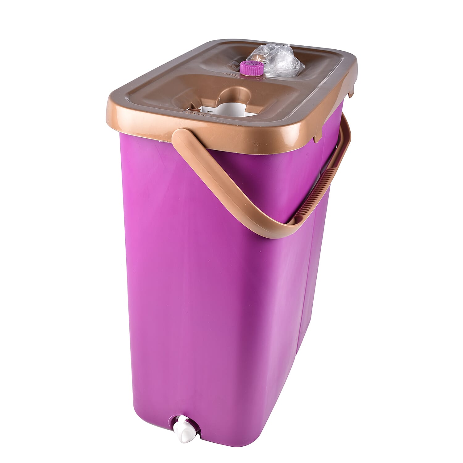 HOMESMART Sponge Head Mop with Dual Tank Bucket in Purple and Brown Colour (Size 141x33cm)