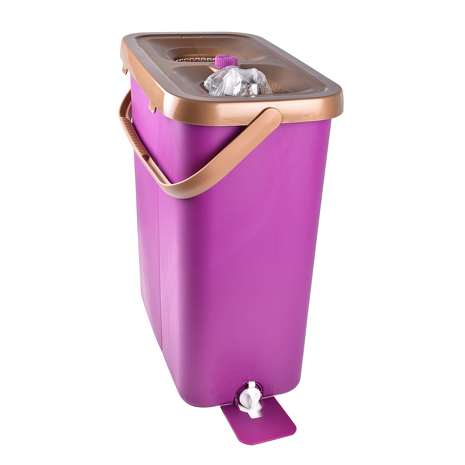 HOMESMART Sponge Head Mop with Dual Tank Bucket in Purple and Brown Colour (Size 141x33cm)