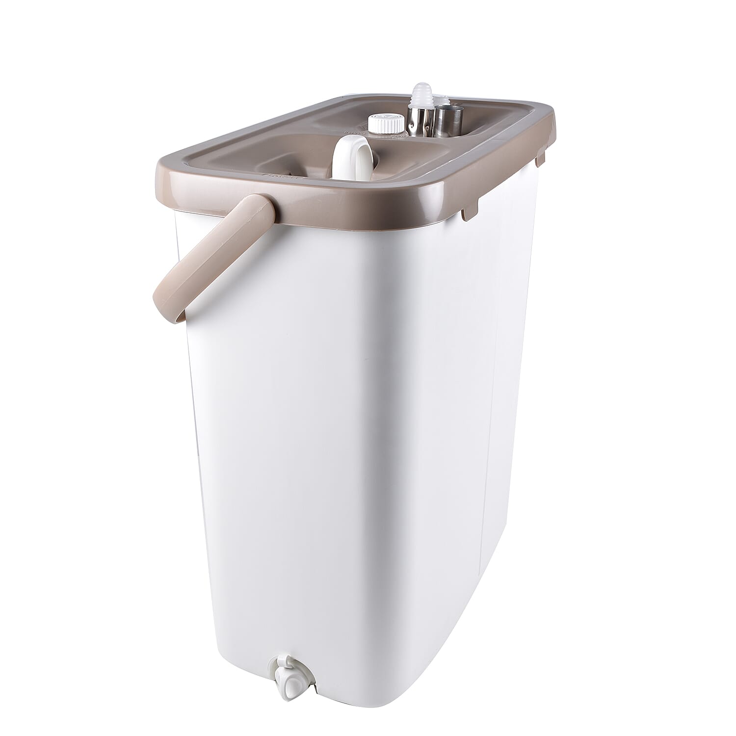 HOMESMART Sponge Head Mop with Dual Tank Bucket in White and Beige Colour (Size 141.5x33cm)