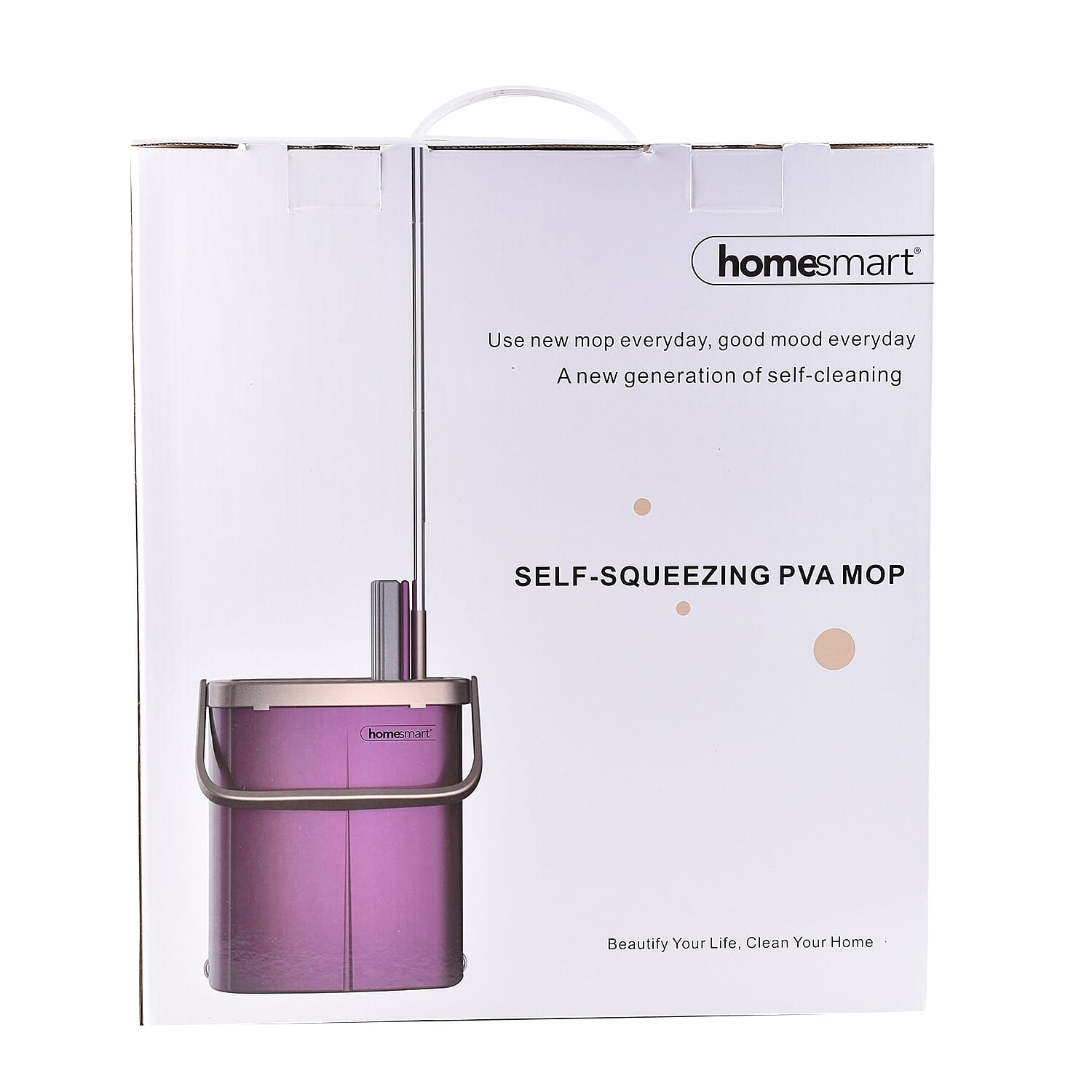 HOMESMART Sponge Head Mop with Dual Tank Bucket in White and Beige Colour (Size 141.5x33cm)