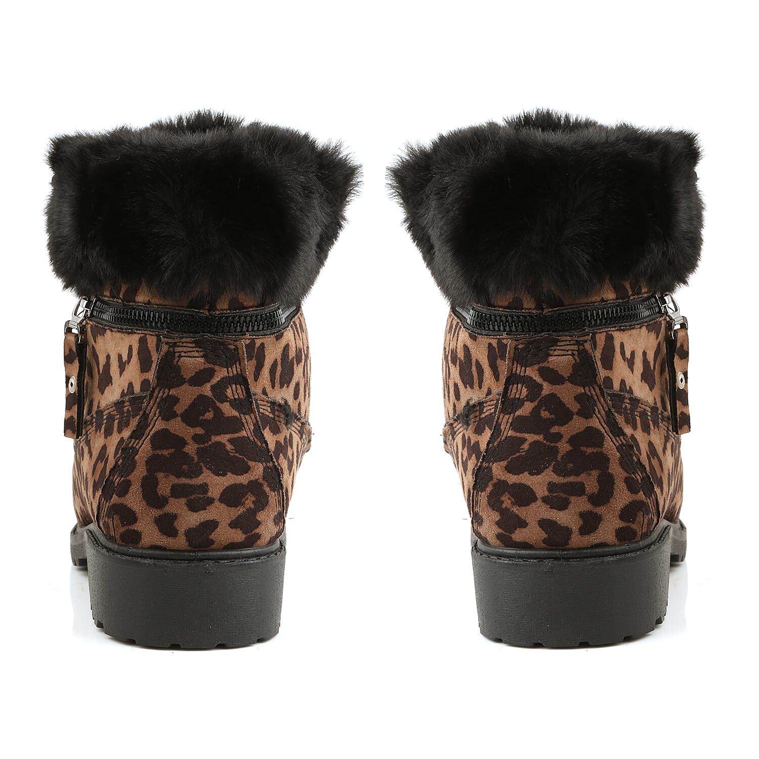 Leopard Print Women Lace Up Ankle Boots (Size 8) - Brown