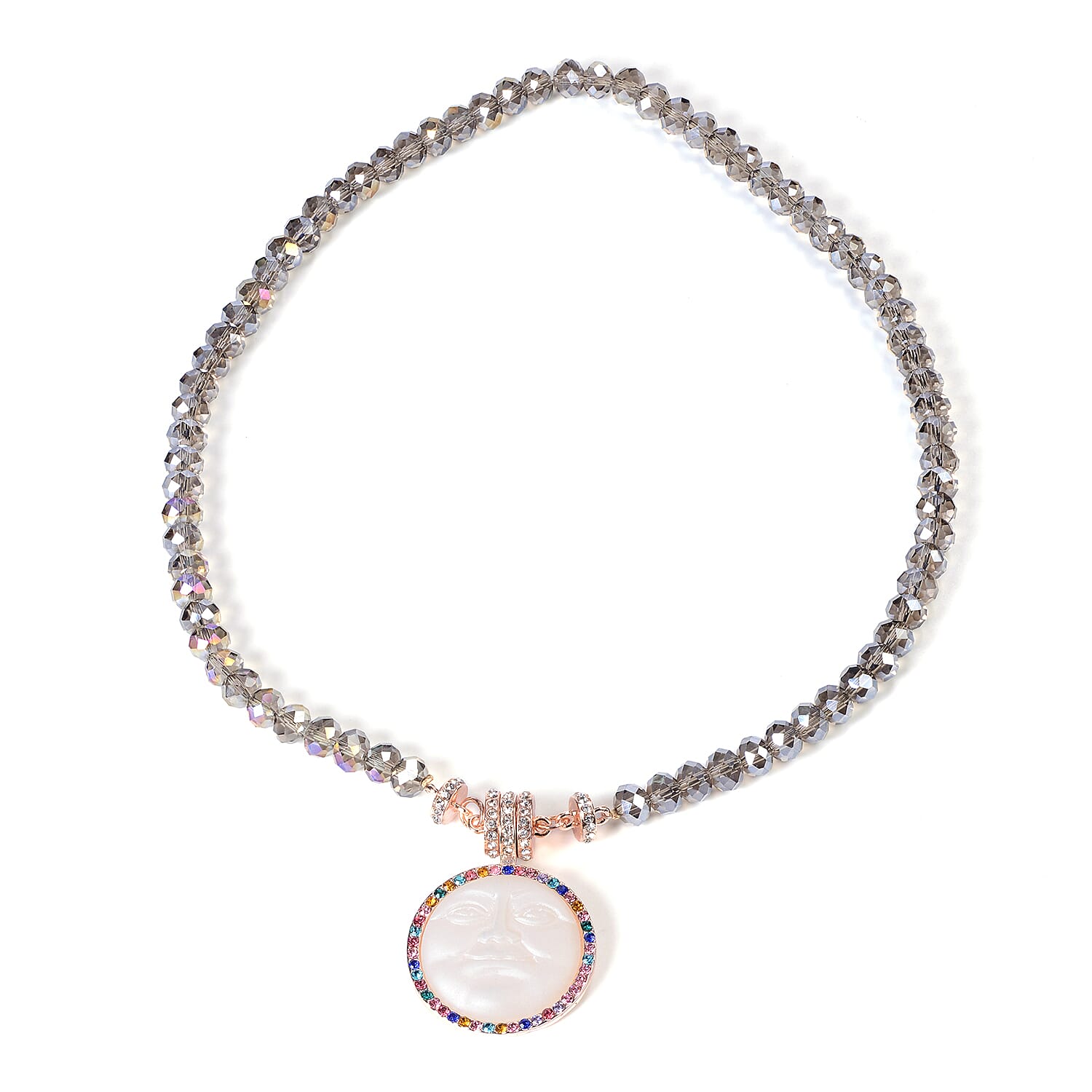 Multi Colour Austrian Crystal and Multi Gemstone Detachable with Magnet Pendant Necklace (Size 20)