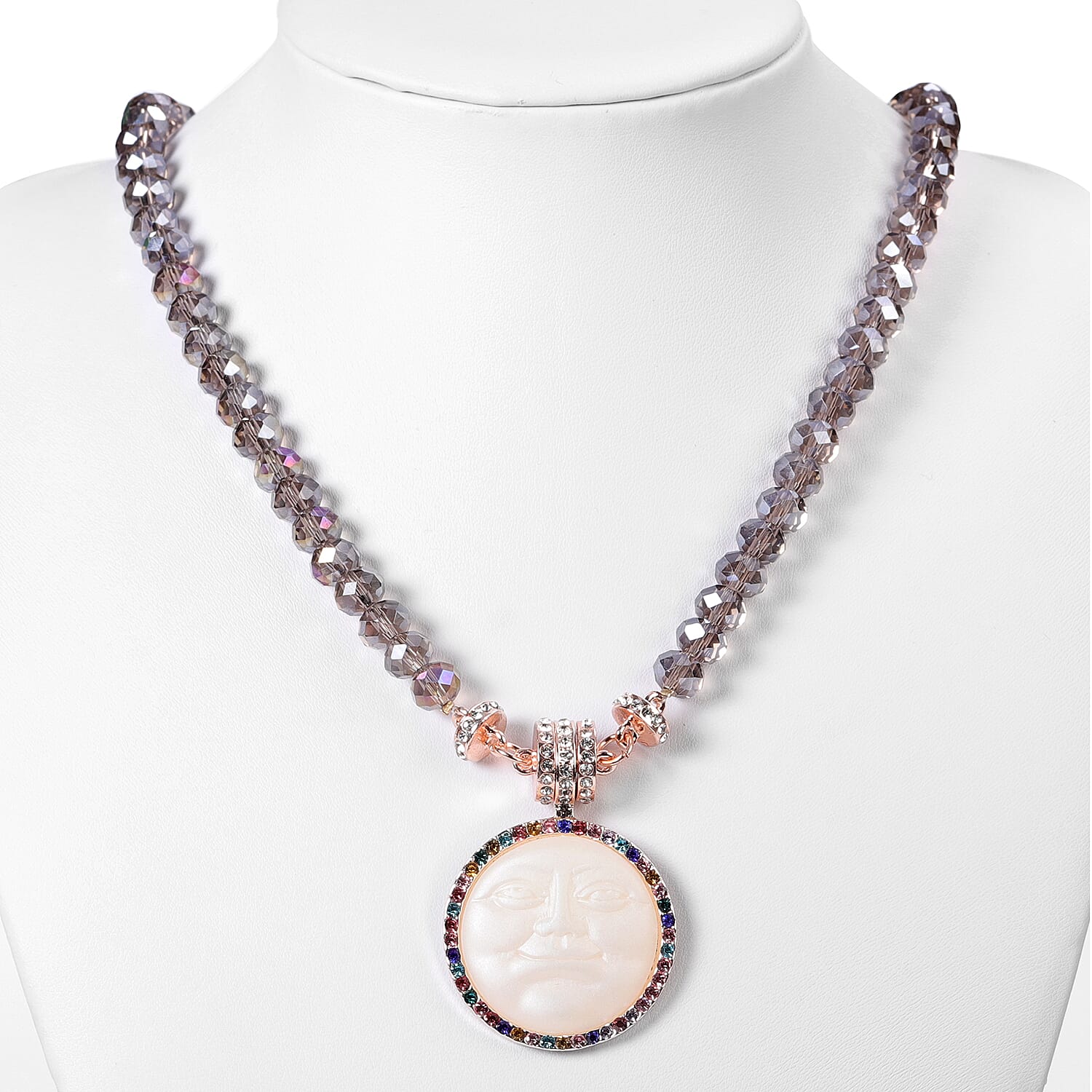 Multi Colour Austrian Crystal and Multi Gemstone Detachable with Magnet Pendant Necklace (Size 20)