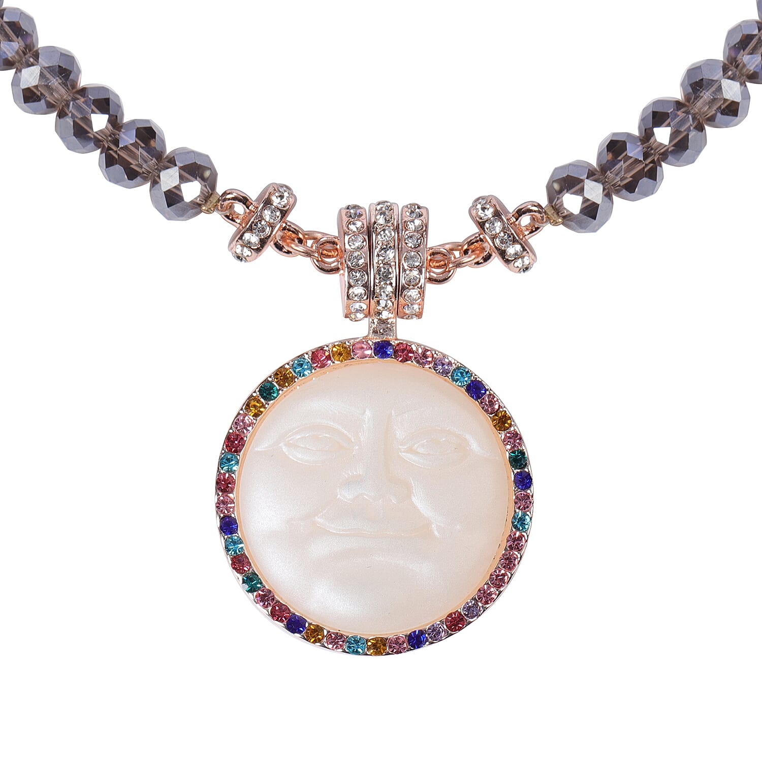 Multi Colour Austrian Crystal and Multi Gemstone Detachable with Magnet Pendant Necklace (Size 20)